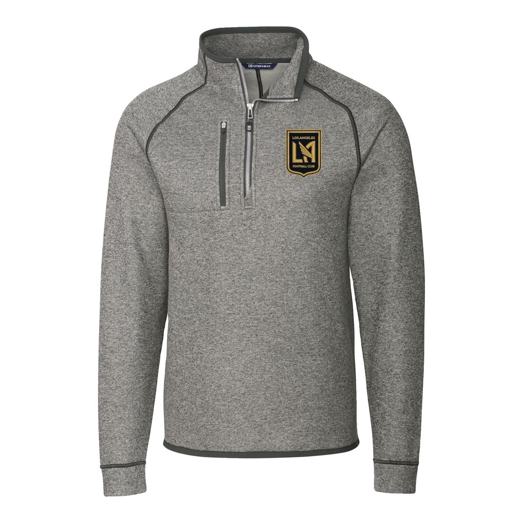  LAFC Cutter & Buck Big & Tall Mainsail Sweater-Knit Half-Zip Pullover Top - Heather Gray